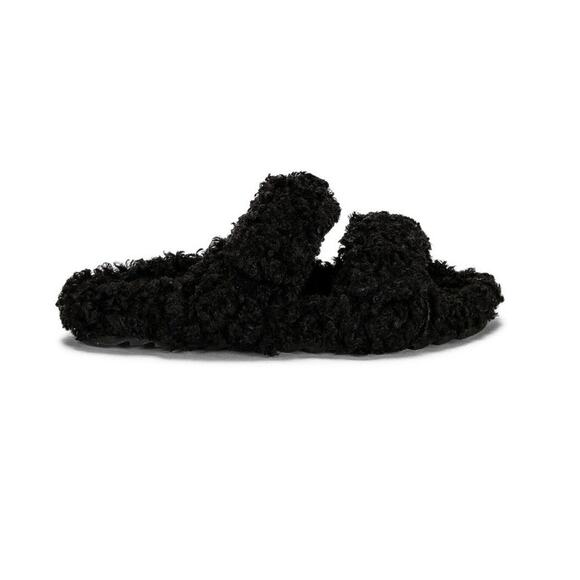 Gia Borghini Eco sandals 39 faux shearling double strap hook loop slip on flat - Picture 1 of 11